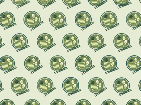 Ramen Noodles And Eggs Overhead Restaurant Background