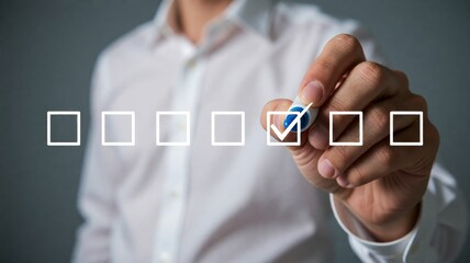 Obraz premium Businessman checking off items on a digital checklist