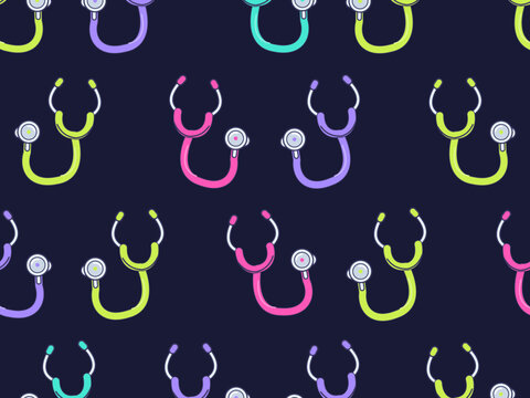 Bright Stethoscope Pattern For Clinic Stationery Prints