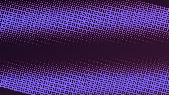 Abstract background, with purple halftone, dots arranged in, parallel diagonal lines, on a dark, purple surface for projects