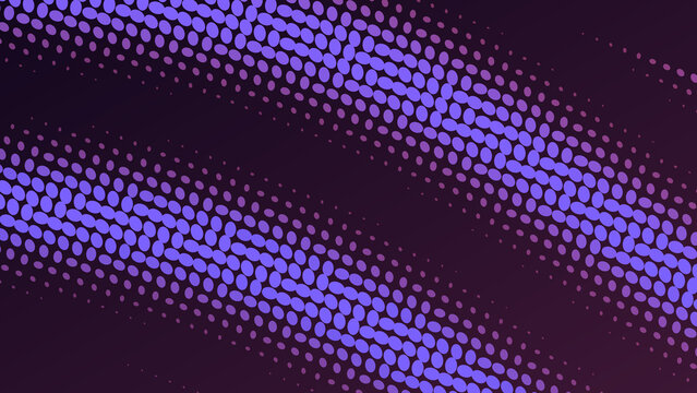 Abstract wave pattern with purple halftone dots on a dark background, creating a flowing and rhythmic visual texture for applications