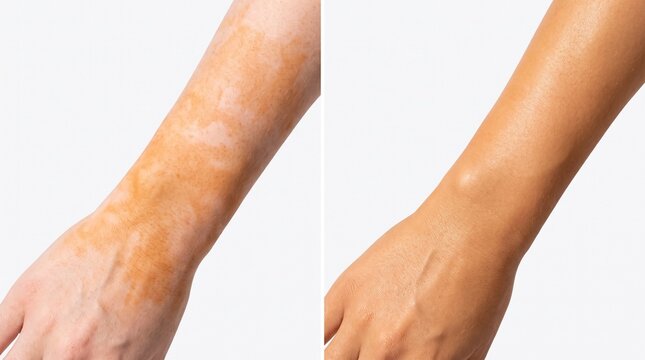 Before and after streaky patchy fake tan to flawless golden bronze	