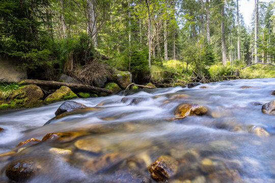 Flowing water in a stream (Ingering) in Styria, Austria