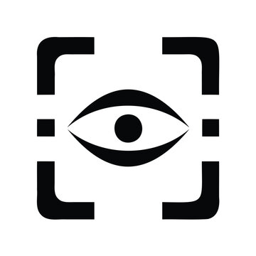 Eye scanner icon represents biometric security and digital surveillance technology.