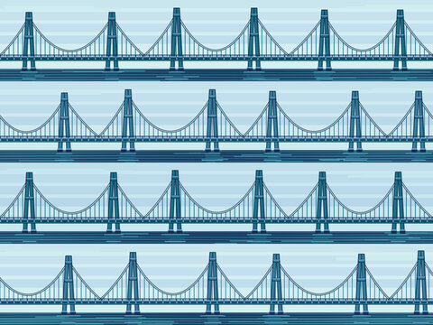 Bold Suspension Bridge Landscape Over Rippling Water