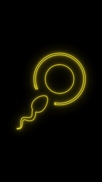 Sperm neon icon 4K video animation with alpha channel		