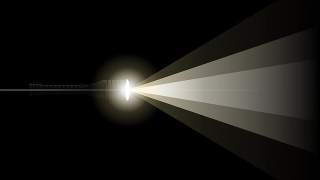 Realistic flashlight blinking an SOS emergency signal in Morse code against a black background. Three short flashes, three long flashes, and three short flashes create a clear distress signal for surv
