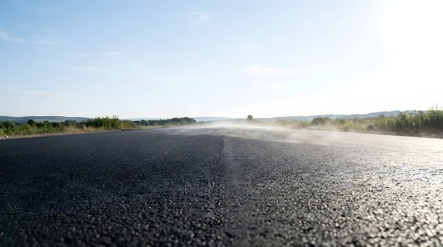 Wide Open Asphalt Road Calm Morning Light