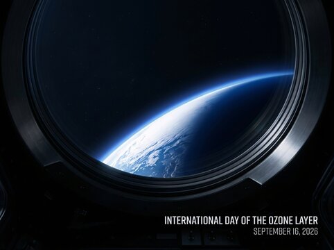 International day of the ozone layer view of earth from a spaceship window