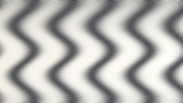 Abstract monochrome background, with a wavy, halftone dot pattern, black and white, texture, flowing lines, optical illusion