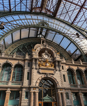 Interior of Antwerp Central Station, Belgium