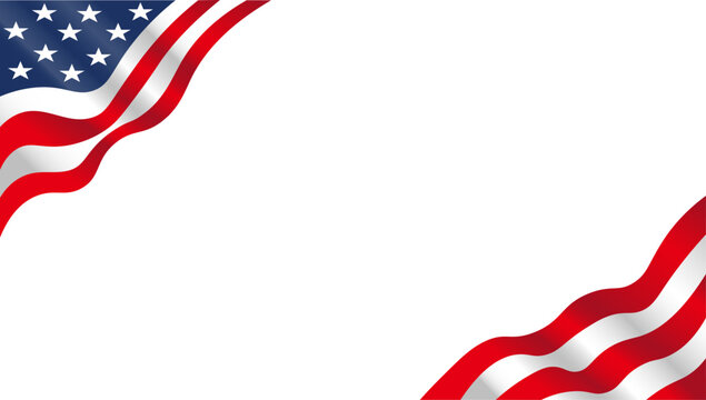 American flag patriotic waving ribbon border frame vector illustration isolated on white background for 4th of july independence day memorial day veterans day labor day and presidents day presentation