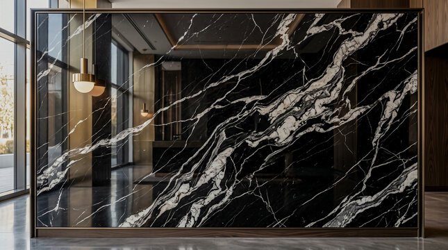 Luxury black marble stone slab texture with striking white and grey vein patterns