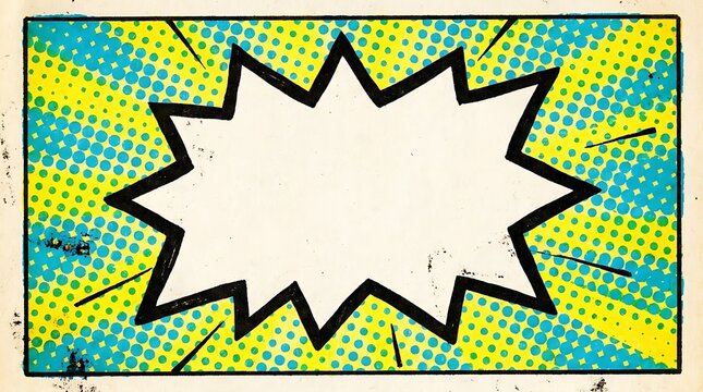 Explosive jagged comic book burst bubble with halftone texture for action captions and energetic marketing announcements