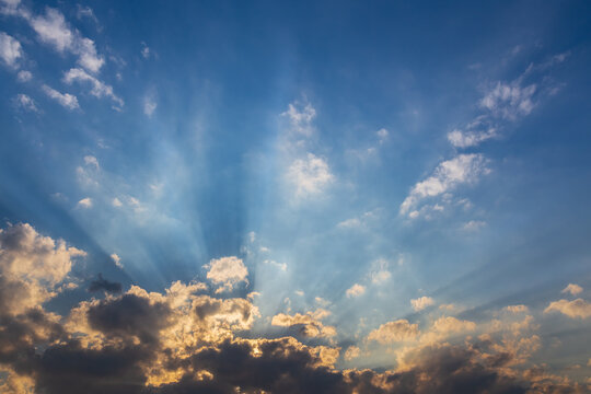 Sunset and rays of the sun