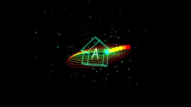 Energy efficiency rating a concept with glowing house and orbiting data rings sustainability eco-friendly