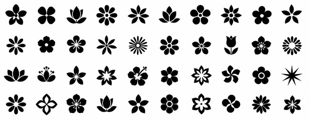 Fototapeta premium Floral Shape and Lotus Silhouette Collection