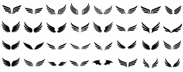 Fototapeta premium Angel and Bird Wing Silhouette Collection