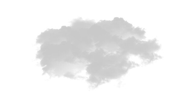 A single fluffy white cumulus cloud isolated on transparent background