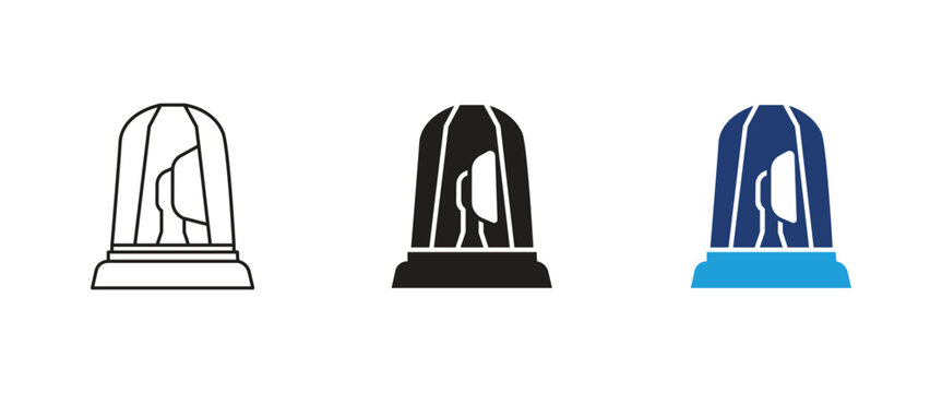 emergency siren icon set, ambulance flasher light vector, medical alert beacon symbol, hospital alarm warning sign, urgent rescue healthcare graphic