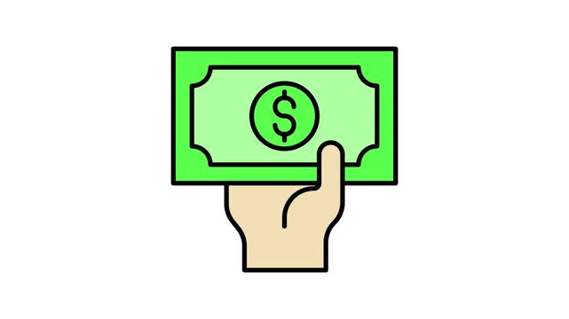Cash out icon colored animation isolated on white background