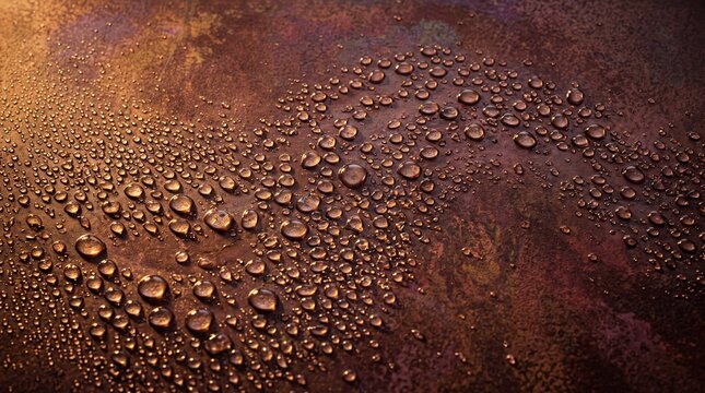 Water Drops Forming Wave Pattern on Copper Surface