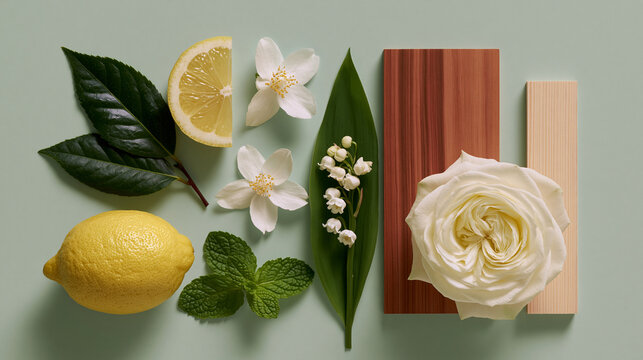 White Rose with Green Leaves on Soft Background