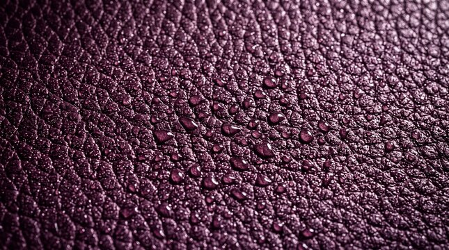 Waterproof Purple Leather Surface with Water Droplets
