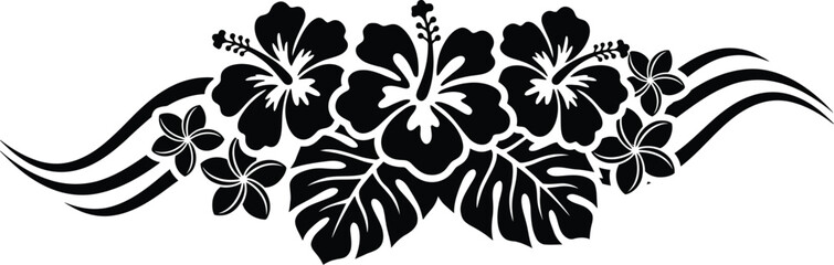 Black and white floral design with tropical flowers © Noyon