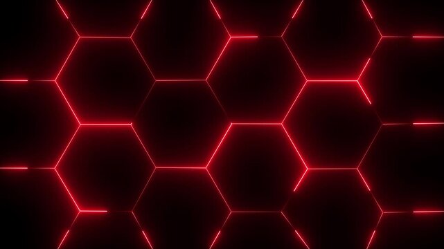 Animated background with turbulent hexagon tiles and background light, abstract wallpaper. Abstract Colorful Glowing Neon Electric hexagon animation motion graphic, Animation of 4k video.