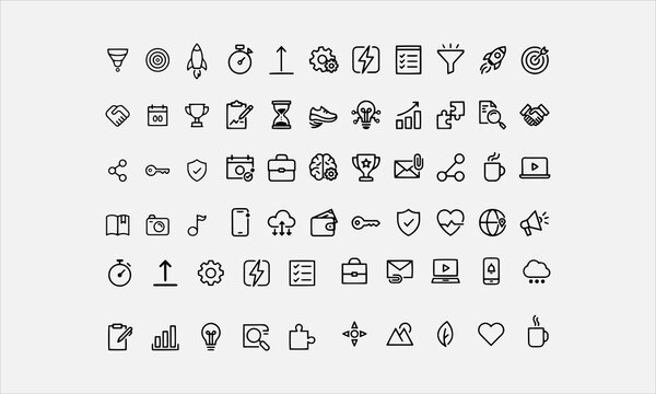 Efficiency icon set. Includes workflow,production, time, energy, optimize, performance,process vector illustration