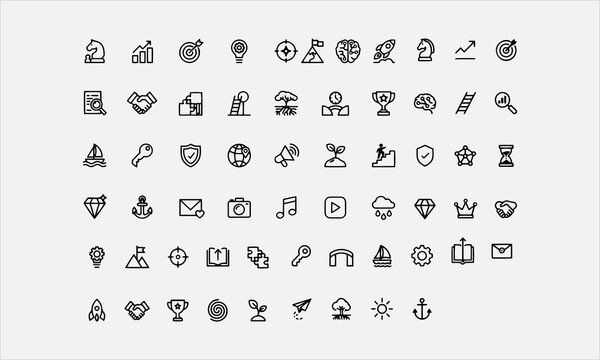 Strategy evolution icon set. Icons related to growth, transformation, adaptation, change, progress vector illustration