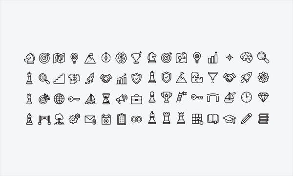 Strategy evolution icon set. Icons related to growth, transformation, adaptation, change, progress vector illustration