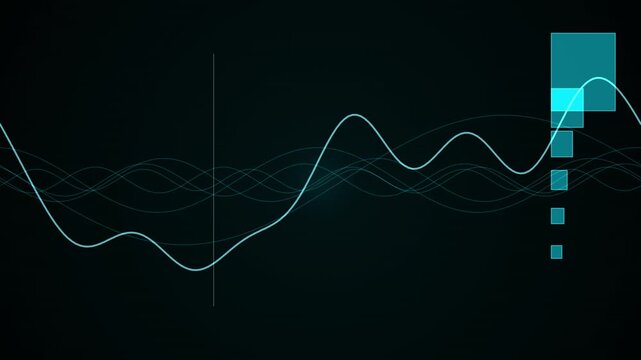Looping abstract tech background featuring digital wave pattern with geometric elements