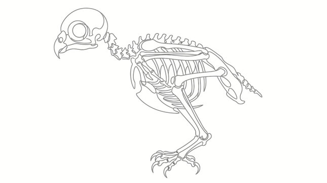 Detailed avian skeleton illustration for educational and scientific purposes.