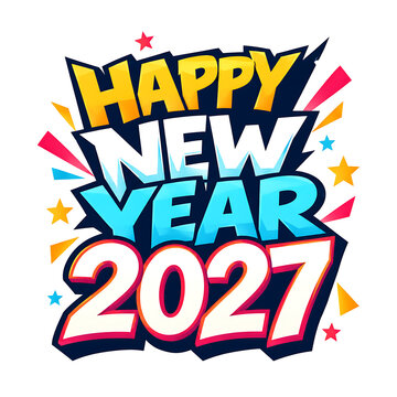 Happy new year 2027 colorful celebration text , Happy New Year 2027, New Year 2027, Happy New Year, New Year, 2027 Typography, 2027