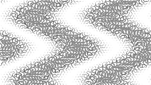 Abstract wavy zigzag pattern with grey textured line shapes on a black background, creating a rhythmic, and flowing visual, movement effect