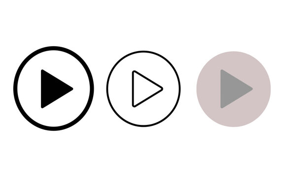 Modern play pause and stop circular icons set with gradient and solid fills isolated on white background, Vector, illustration