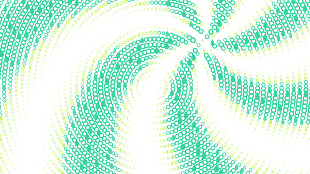 Swirling spiral pattern in lime green and black with a dense halftone dot texture creating a dynamic vortex effect on a vibrant green base