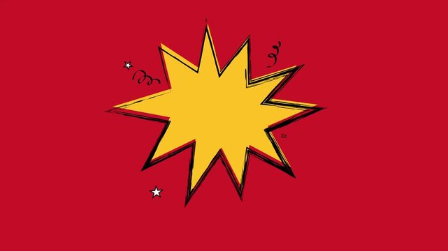Bombastic Animated Comic Book Pop Art Speech Bubble Expression on Red