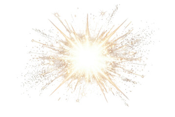 Fototapeta premium Bright Golden Fireworks Explosion Isolated on Black Background