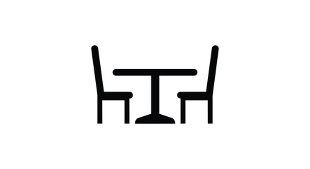 Fototapeta premium Black silhouette of table and chairs against a white background