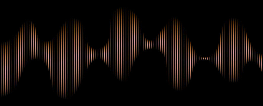 Warm orange and peach vertical lines creating rhythmic sound wave with constant oscillations for electronic music visuals.