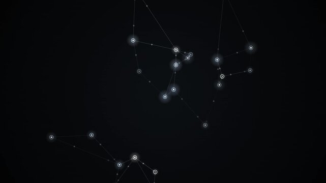 Glowing dots connected by thin lines form an abstract tech background suitable for seamless looping animation.