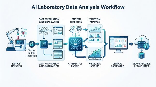 Ai laboratory data analysis workflow infographic