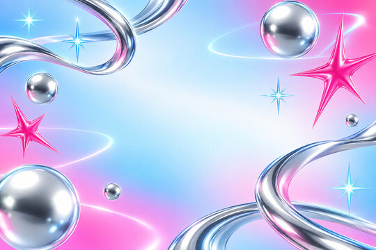 Chromribbons und Neonsterne im Y2K-Stil