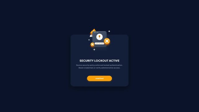 Security Lockout Active Notification UI Popup Animated Dark Theme Dashboard Card Motion Graphic