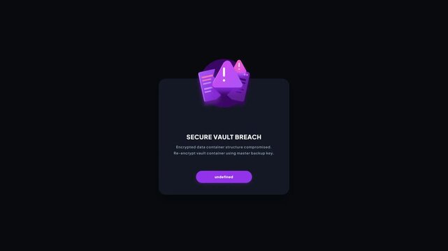Secure Vault Breach Data Warning Error UI Pop-Up Animated Card 4K