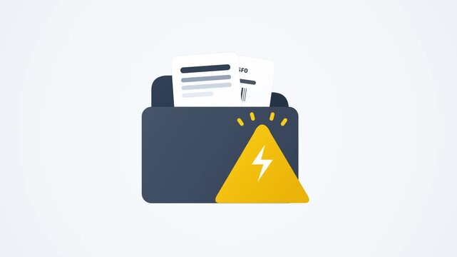 File Folder Warning Alert and Data Hazard Flat Vector Motion Graphic Animation