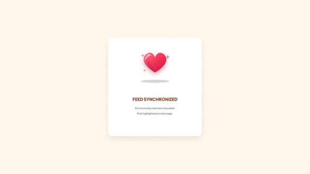 Likes Received Feed Synchronized Animated Card UI Asset for Social Media Community Dashboard